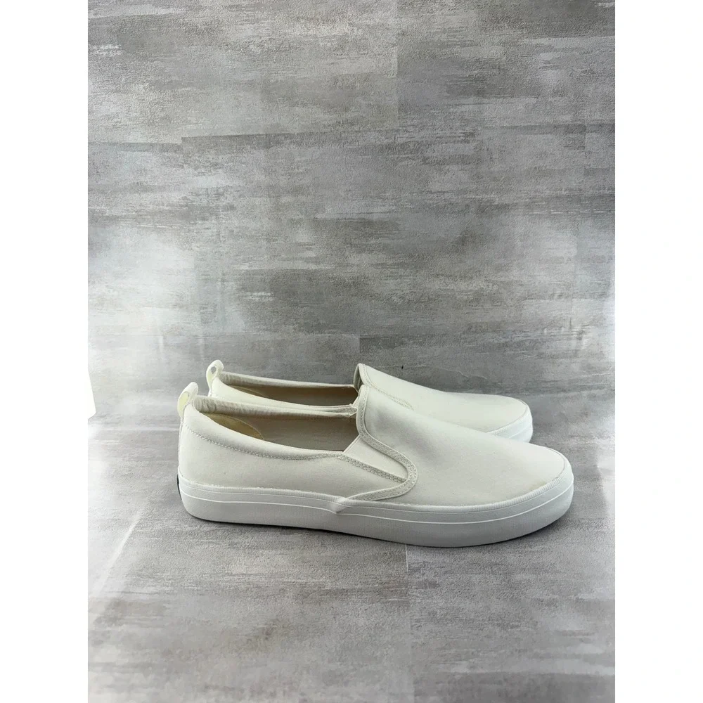 Sperry Crest Vibe SeaCycled Womens 11 White Canvas Slip On Sneakers STS88145